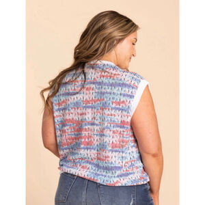 Women's Haptics Red, Blue, Pink, White, Black Plaid Sleeveless Top L